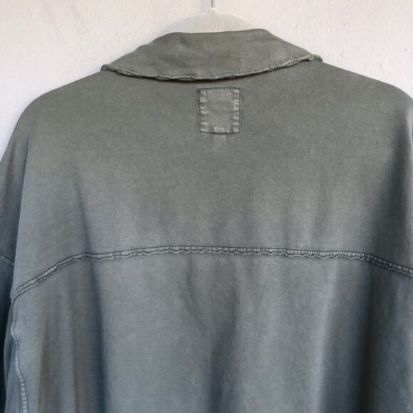 Aerie Henley Sweatshirt Top Women L Army Green Oversize Distressed Button Cozy - Picture 7 of 14
